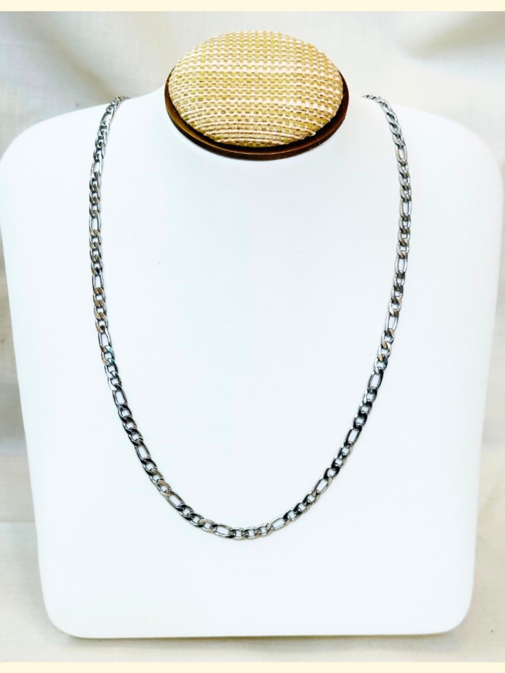 Handmade Stainless Steel Figaro Chain Necklace 20” Minimalist Layering Gift